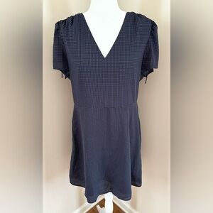 J. Crew Mercantile Navy Blue White Polka Dot Fit and Flare Mini Dress